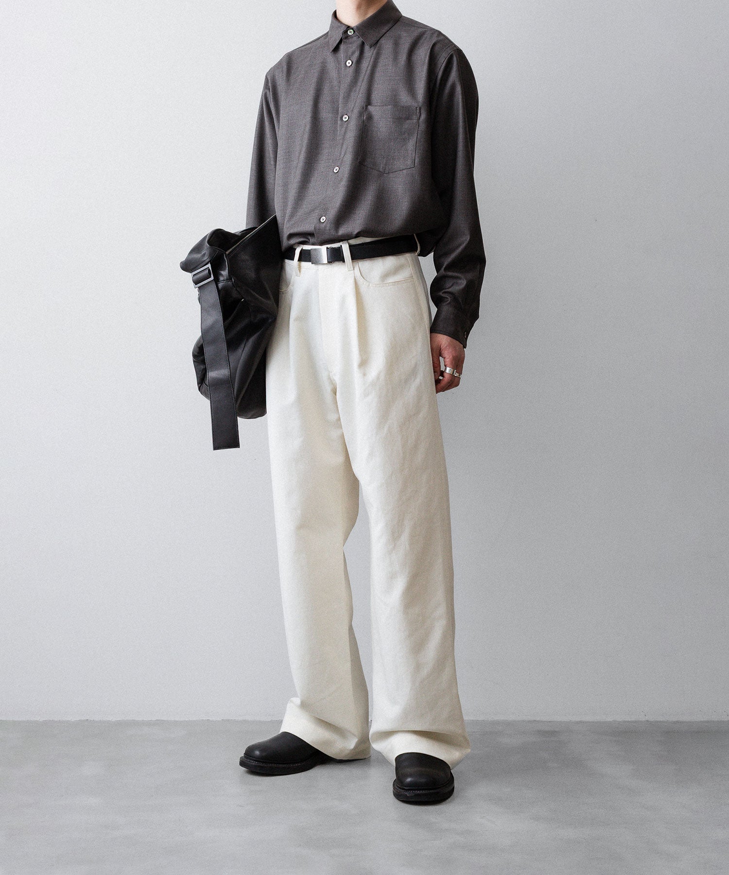 ssstein / シュタイン】DOUBLE WEAVE COTTON ONE TUCK WIDE PANTS