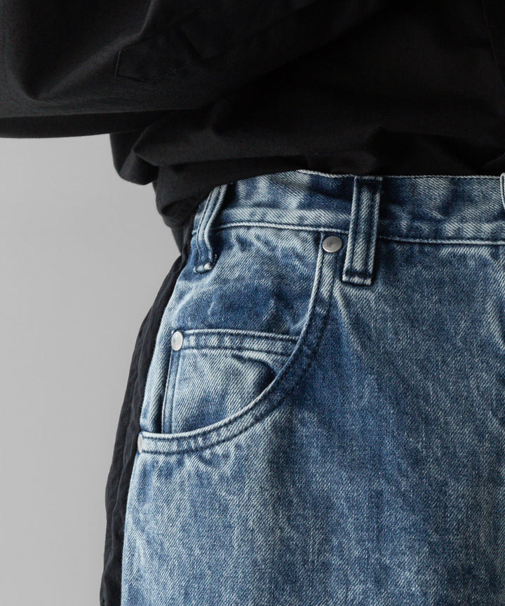 stein(シュタイン)の24SSコレクションNYLON COMBINATION CHEMICAL BLEACHED DENIM JEANSのINDIGO