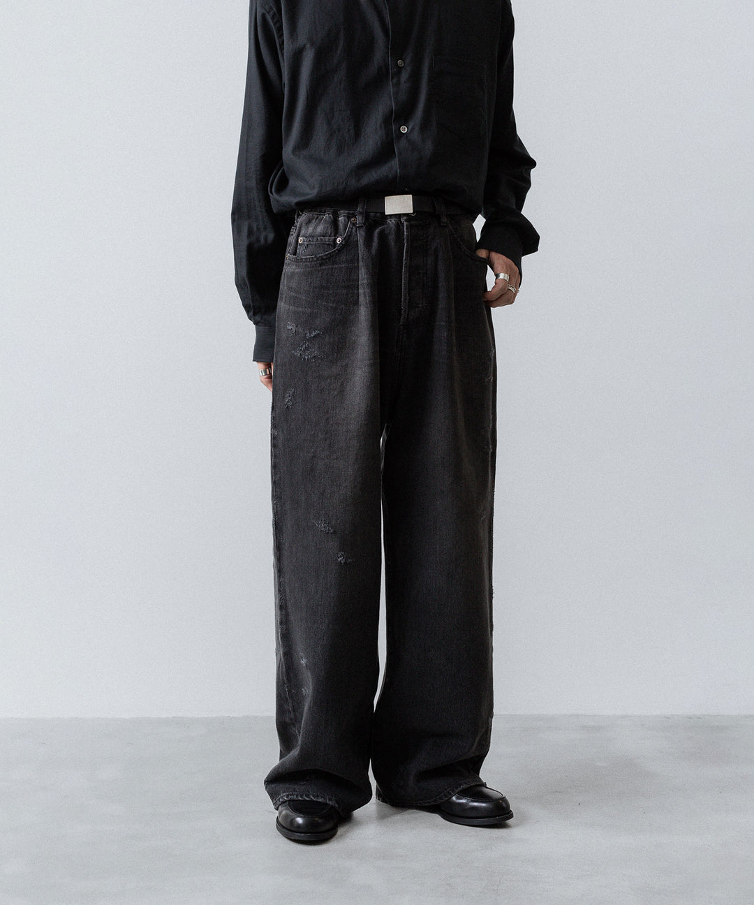 【ssstein】BAGGY DENIM JEANS - BLACK