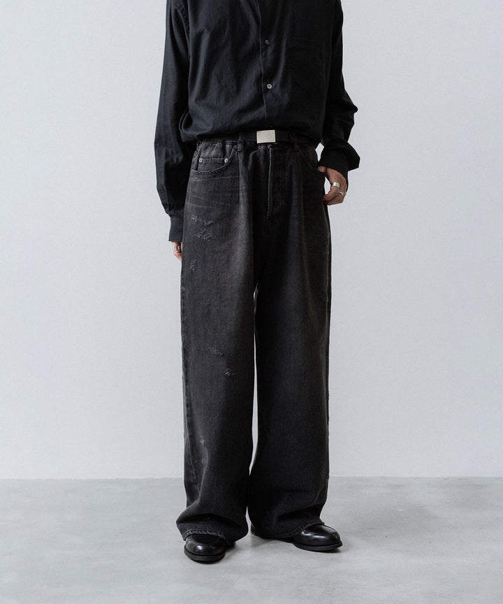 【ssstein】BAGGY DENIM JEANS - BLACK