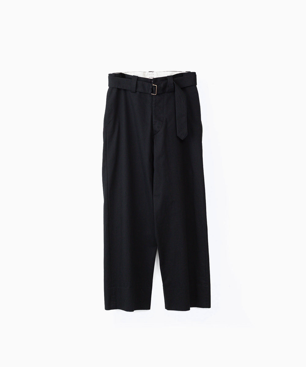 INTÉRIM インテリムのFABRIC WASHER CHINO  BELTED FRENCH ARMY MIL BAGGY TROUSERのBLACK 公式通販サイトsession福岡セレクトショップ