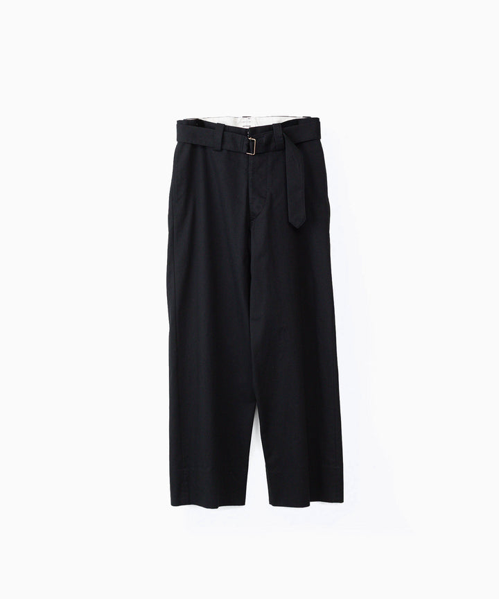 INTÉRIM インテリムのFABRIC WASHER CHINO  BELTED FRENCH ARMY MIL BAGGY TROUSERのBLACK 公式通販サイトsession福岡セレクトショップ
