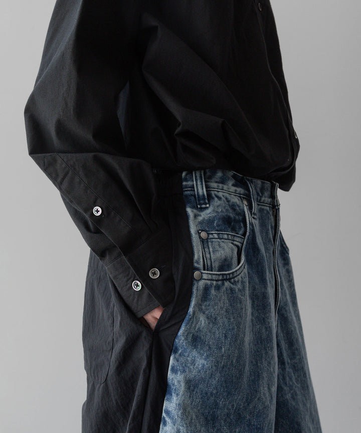 stein(シュタイン)の24SSコレクションNYLON COMBINATION CHEMICAL BLEACHED DENIM JEANSのINDIGO