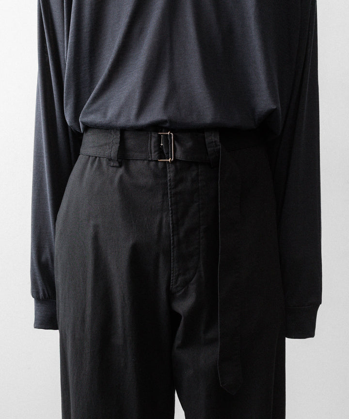 INTÉRIM インテリムのBLACK SURFAR GARMENT DYE BELTED FRENCH ARMY MIL BAGGY TROUSERのBLACK公式通販サイトsession福岡セレクトショップ