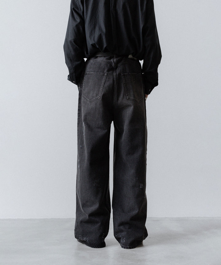 【ssstein】BAGGY DENIM JEANS - BLACK