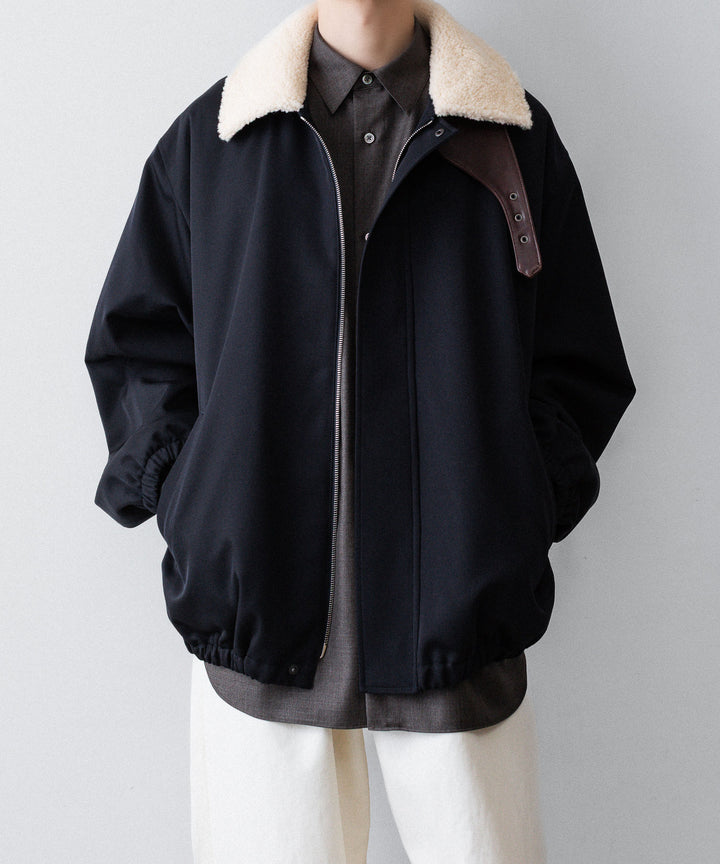 【ssstein】MOUTON COLLAR PADDED JACKET - DARK NAVY