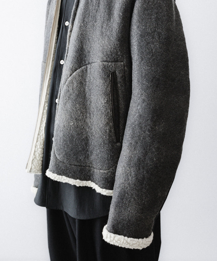 【ANTHEM A】CRACK WOOL BOA BOMBER JACKET - CARBON