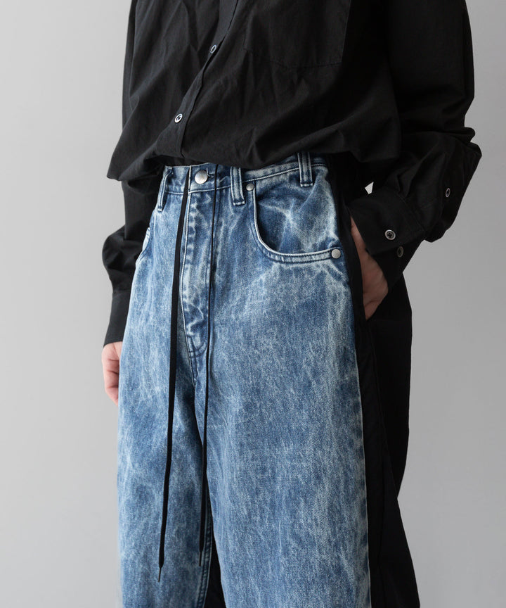 stein(シュタイン)の24SSコレクションNYLON COMBINATION CHEMICAL BLEACHED DENIM JEANSのINDIGO