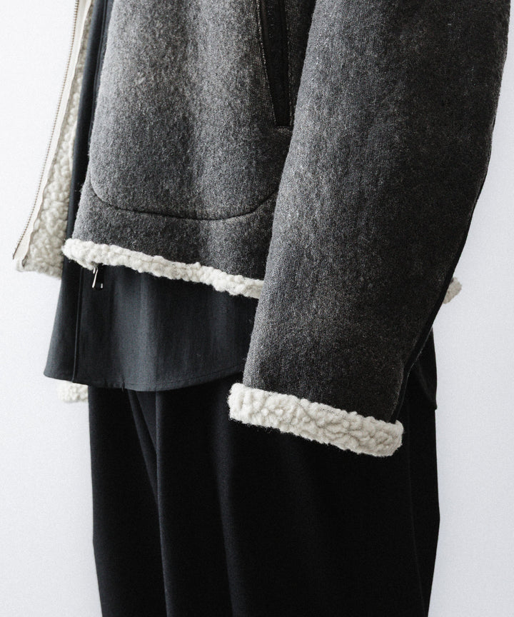 【ANTHEM A】CRACK WOOL BOA BOMBER JACKET - CARBON