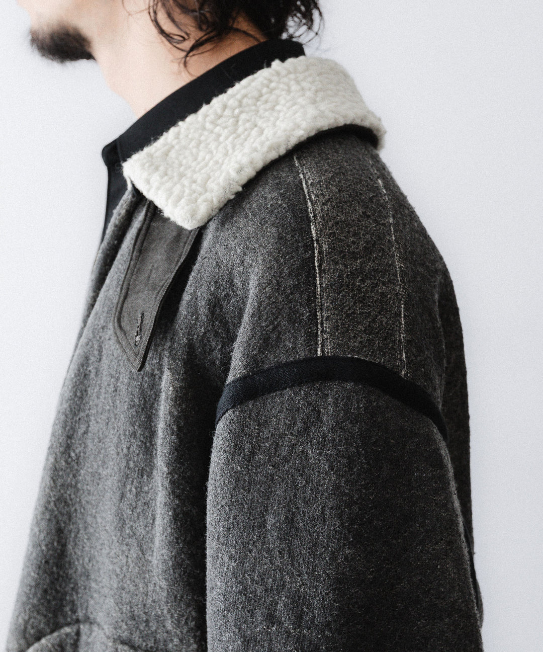 【ANTHEM A】CRACK WOOL BOA BOMBER JACKET - CARBON