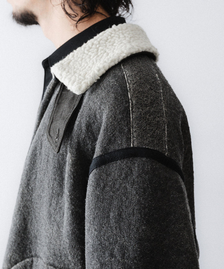 【ANTHEM A】CRACK WOOL BOA BOMBER JACKET - CARBON