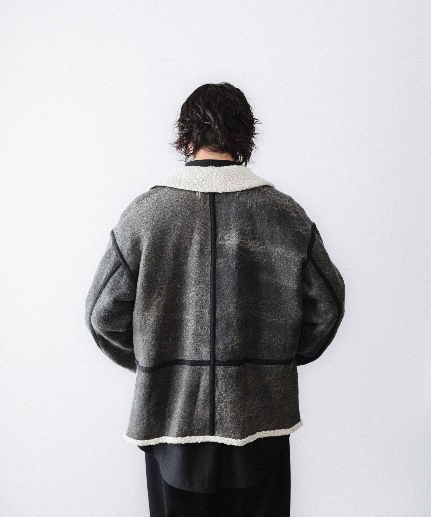 ANTHEM A / アンセムエー】CRACK WOOL BOA BOMBER JACKET - CARBON