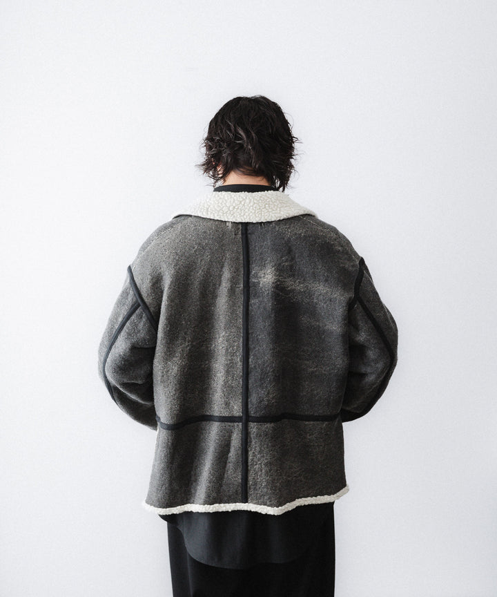 【ANTHEM A】CRACK WOOL BOA BOMBER JACKET - CARBON
