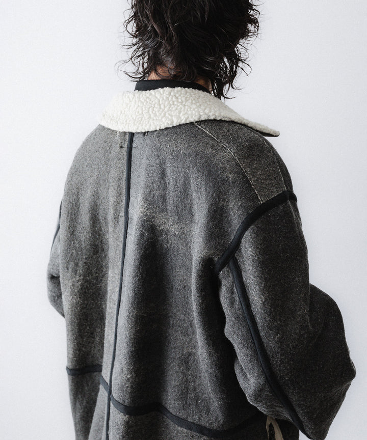 【ANTHEM A】CRACK WOOL BOA BOMBER JACKET - CARBON