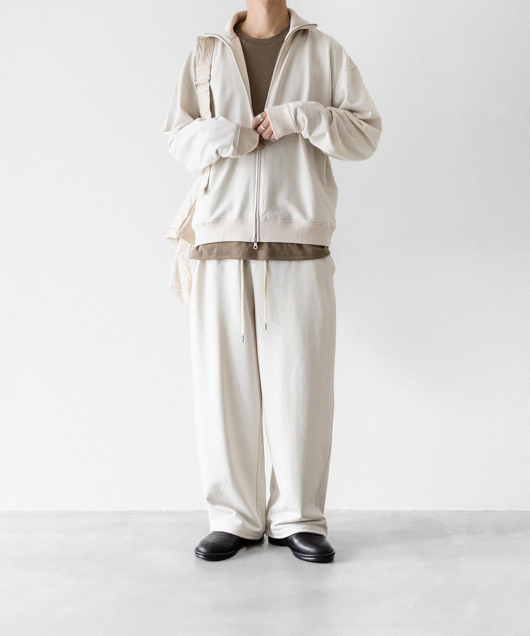 【KANEMASA PHIL.】28G CUPRO ZIP SWEAT - WHITE