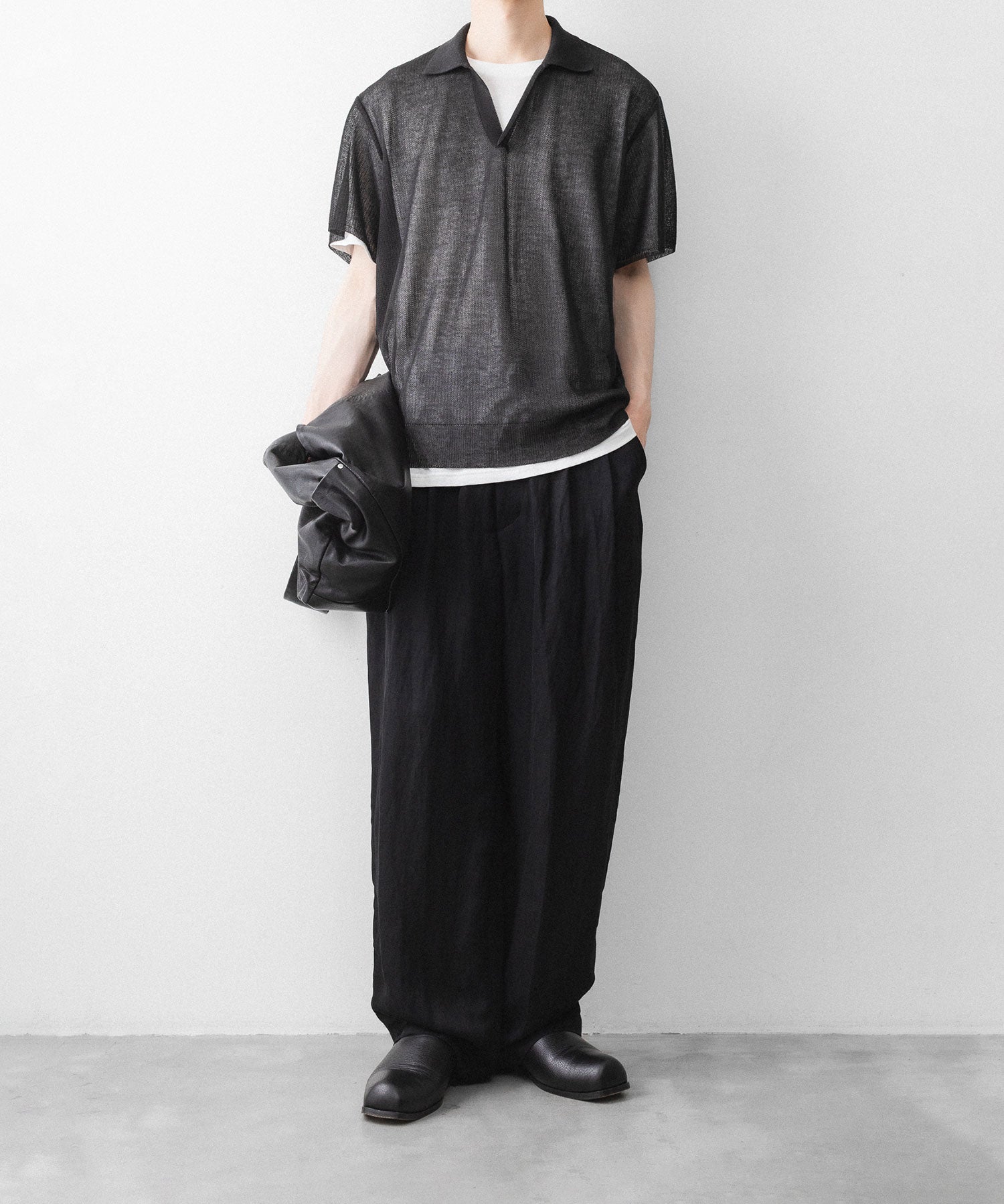 ssstein / シュタイン】PE/RAMIE KNIT SS SKIPPER - DARK CHARCOAL