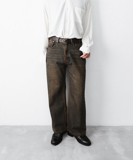 【CODA】BLACK BROWN WASH BREAK CUT FLARED JEANS - BLACK BROWN