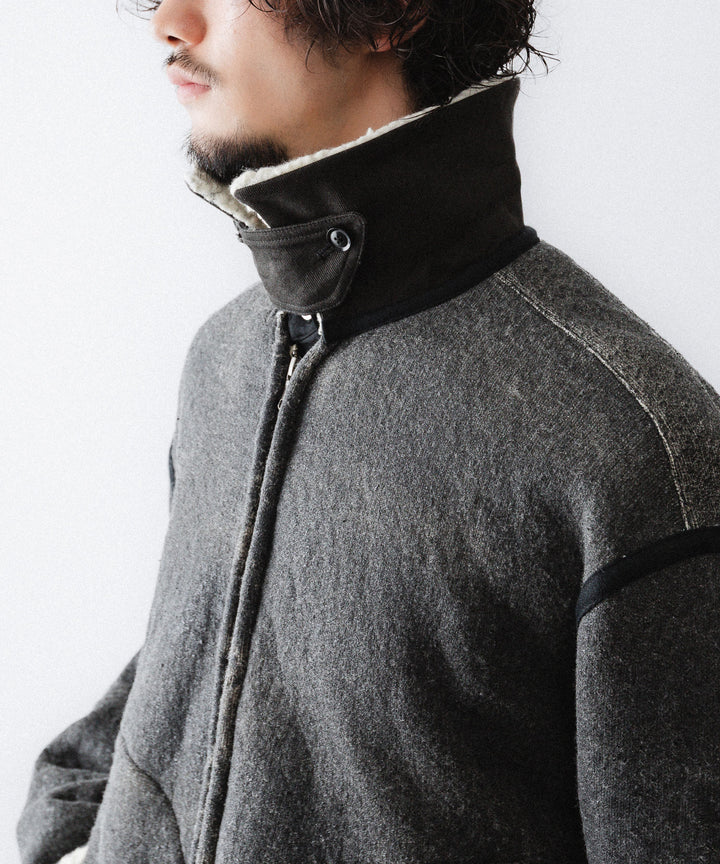 【ANTHEM A】CRACK WOOL BOA BOMBER JACKET - CARBON