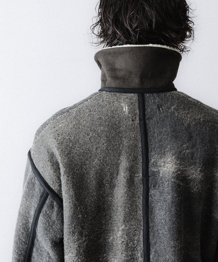 【ANTHEM A】CRACK WOOL BOA BOMBER JACKET - CARBON