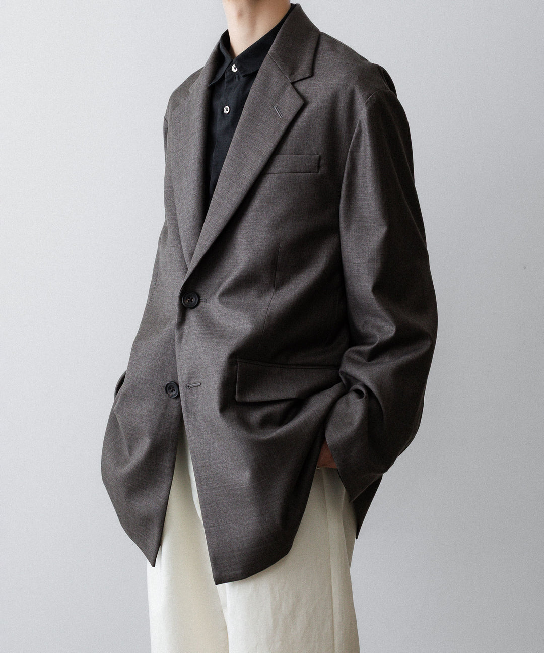 ssstein(シュタイン)のEXTRA FINE WOOL OVERSIZED SINGLE BREAST LONG JACKET - BROWN GREYの公式通販サイトsession福岡セレクトショップ