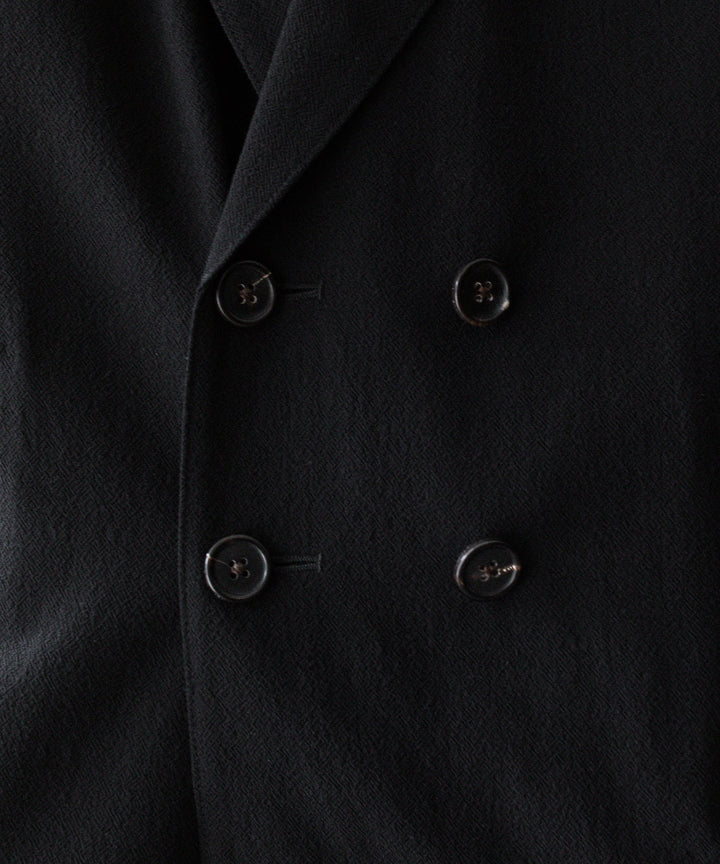 INTÉRIM - インテリムのWOOL CREPE SABLE VOILE DEADSTOCK FABRIC PIPING DOUBLE JACKETのBLACK公式通販サイトsession福岡セレクトショップ