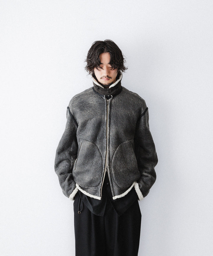 【ANTHEM A】CRACK WOOL BOA BOMBER JACKET - CARBON