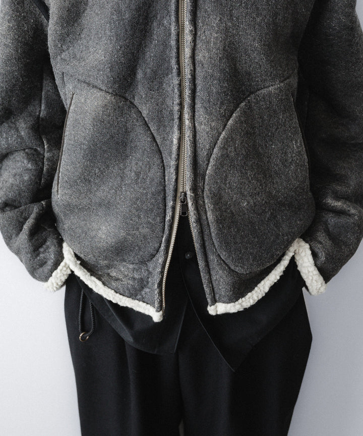 【ANTHEM A】CRACK WOOL BOA BOMBER JACKET - CARBON