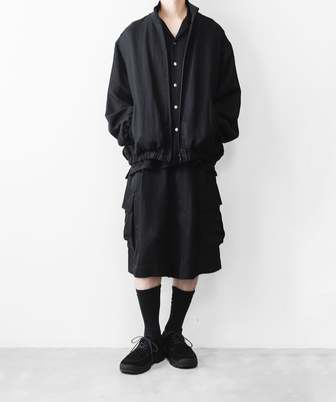 ssstein(シュタイン)のVIS/LI BRIGHT TWILL SHIRRED LIGHT ZIP JACKET - BLACKの公式通販サイトsession福岡セレクトショップ