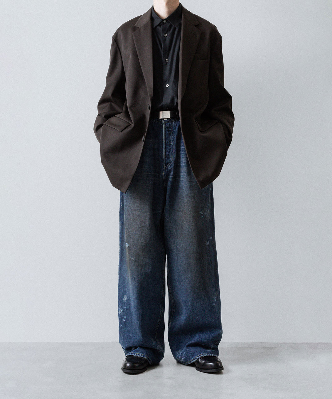 ssstein(シュタイン)のCOTTON/SILK OVERSIZED REGULAR COLLAR SHIRT - BLACKの公式通販サイトsession福岡セレクトショップ
