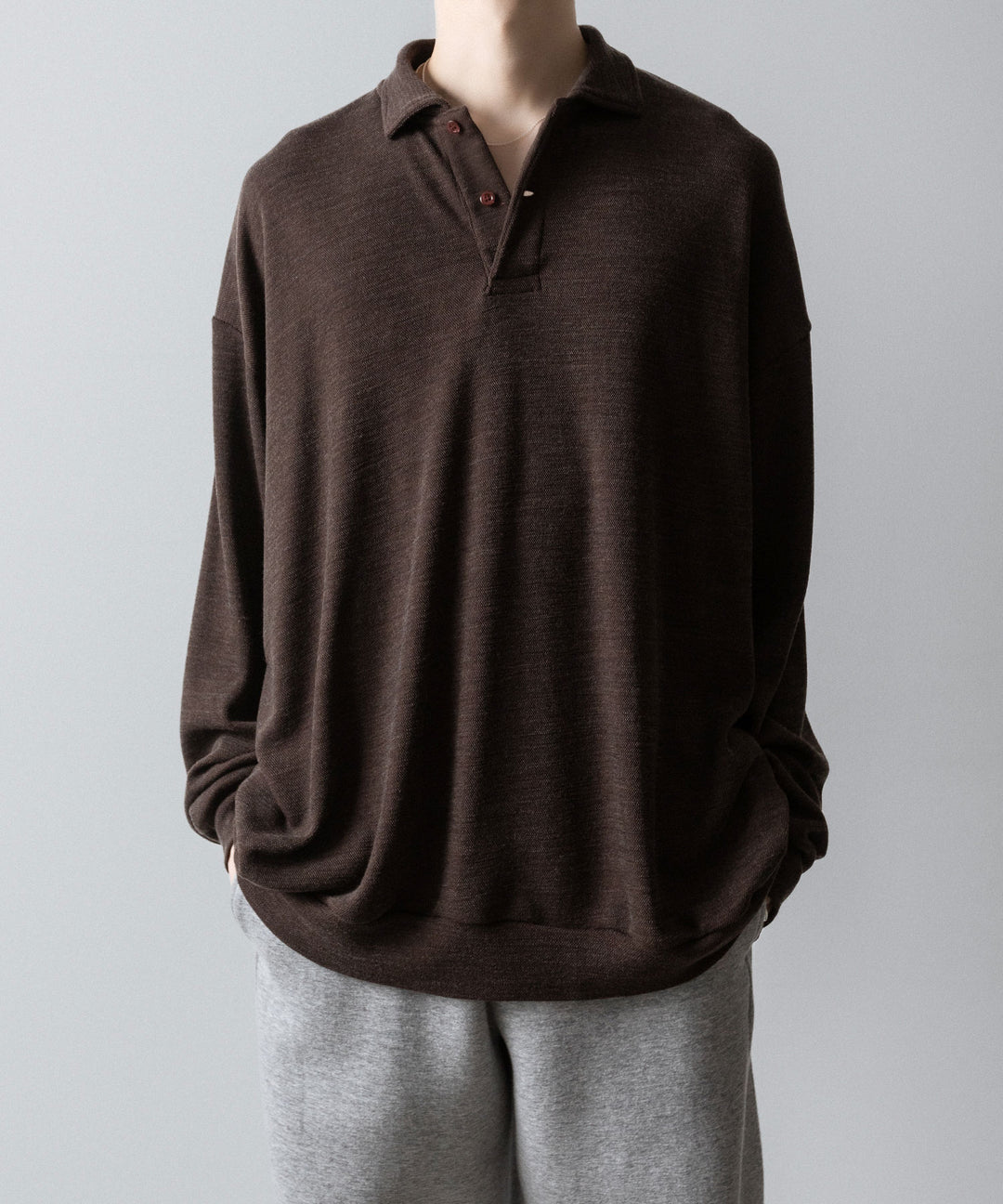 INTÉRIM(インテリム)のHYPER BIG MELANGE DOUBLE PIQUE JERSEY LONG POLO SHIRT - MOLEの公式通販サイトsession福岡セレクトショップ