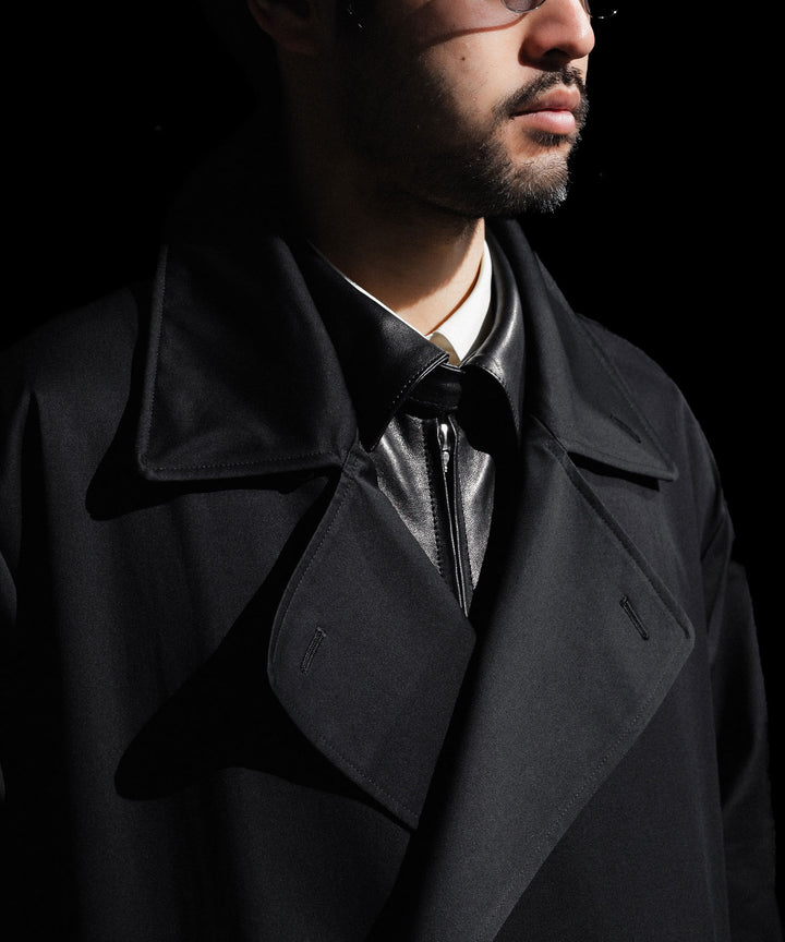 ssstein(シュタイン)のCOTTON SATIN OVERSIZED DOUBLE BREASTED COAT - BLACKの公式通販サイトsession福岡セレクトショップ