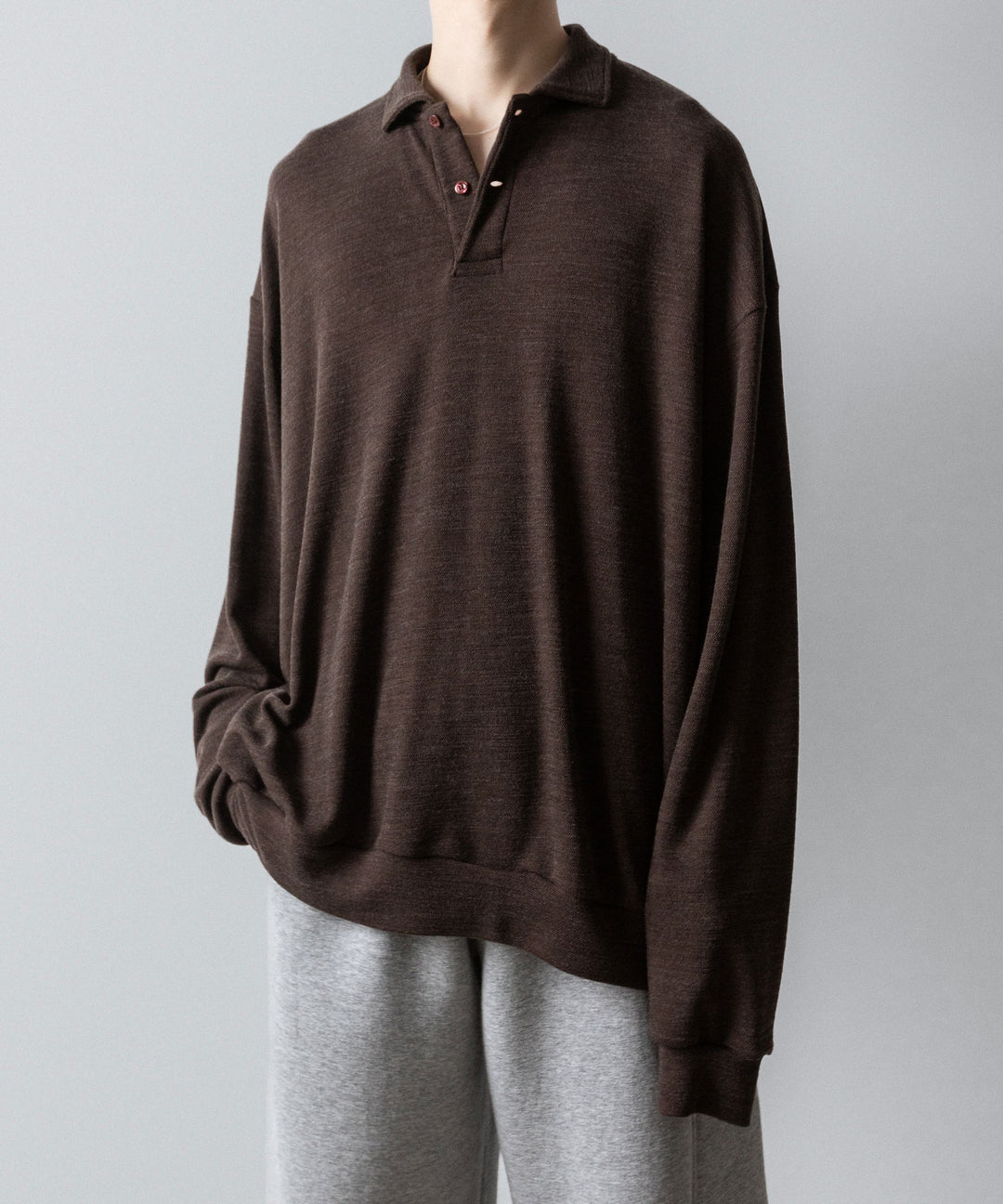 INTÉRIM(インテリム)のHYPER BIG MELANGE DOUBLE PIQUE JERSEY LONG POLO SHIRT - MOLEの公式通販サイトsession福岡セレクトショップ