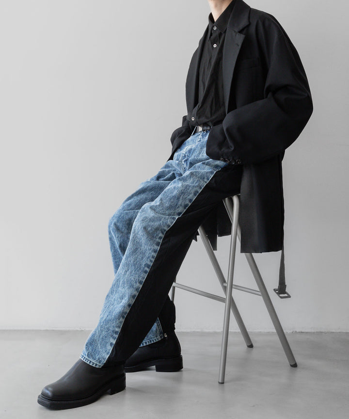 stein(シュタイン)の24SSコレクションNYLON COMBINATION CHEMICAL BLEACHED DENIM JEANSのINDIGO