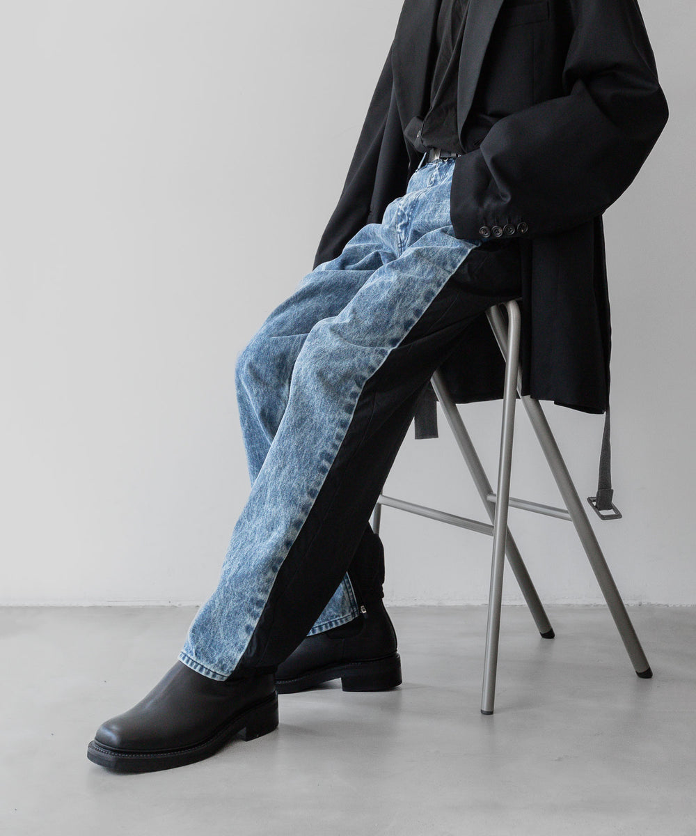 stein(シュタイン)の24SSコレクションNYLON COMBINATION CHEMICAL BLEACHED DENIM JEANSのINDIGO