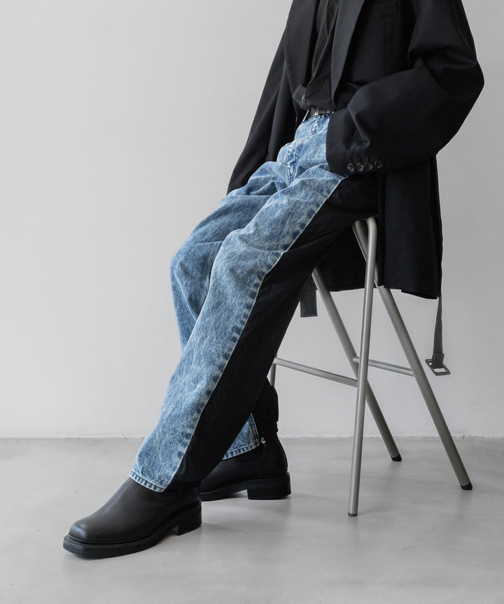 stein(シュタイン)の24SSコレクションNYLON COMBINATION CHEMICAL BLEACHED DENIM JEANSのINDIGO