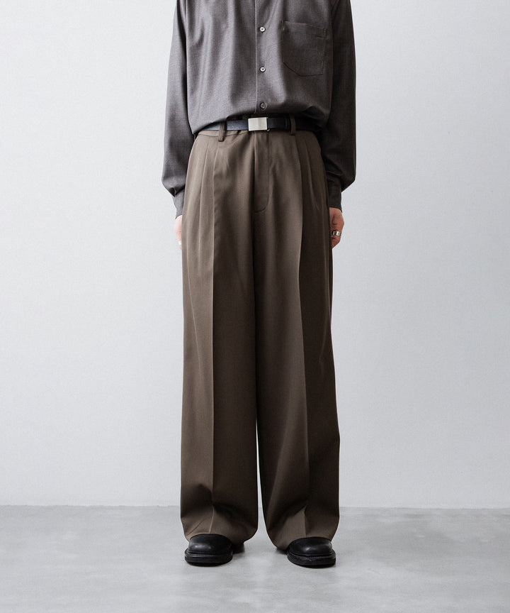 ssstein(シュタイン)のLONG WIDE TROUSERS (2/90 WOOL GABARDINE) - DARK BEIGEの公式通販サイトsession福岡セレクトショップ