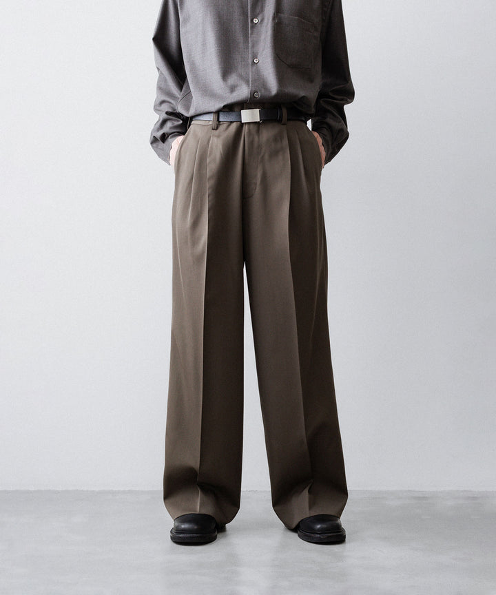 ssstein(シュタイン)のLONG WIDE TROUSERS (2/90 WOOL GABARDINE) - DARK BEIGEの公式通販サイトsession福岡セレクトショップ
