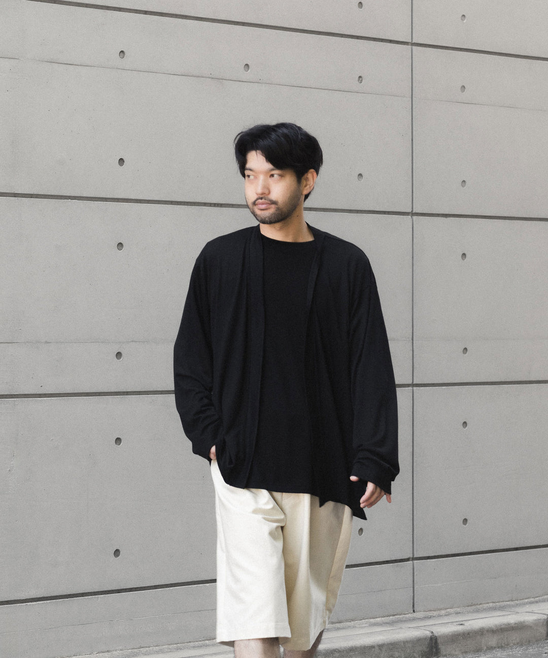 WWW - WRAPINKNOT wool wear ラッピンノットウールウェアのBUTTON-LESS CARDIGANのBLACK 公式通販サイトsession福岡セレクトショップ