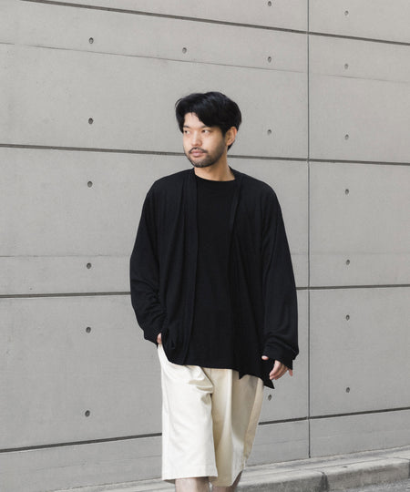 【 WWW 】BUTTON-LESS CARDIGAN - BLACK