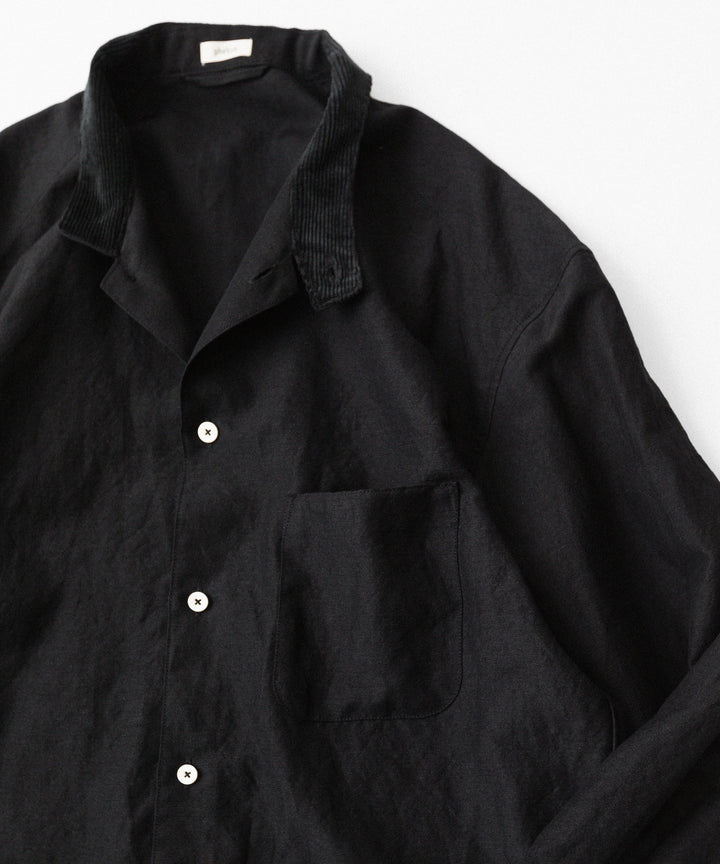 phebus- フィーバスのWOOL LINEN SHIRTのBLACK公式通販サイトsession福岡セレクトショップ