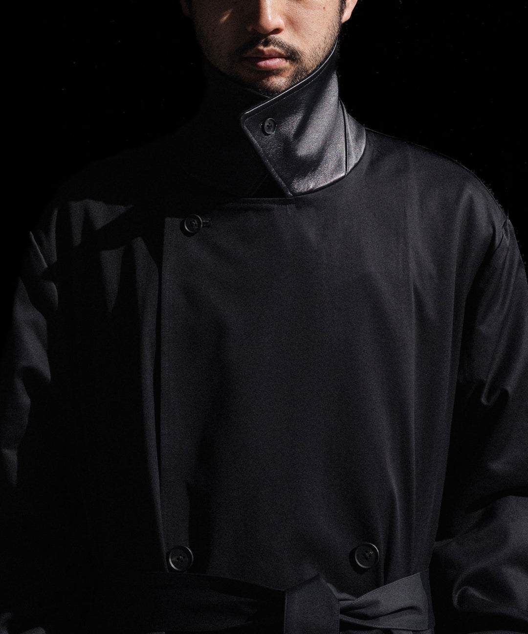 ssstein(シュタイン)のCOTTON SATIN OVERSIZED DOUBLE BREASTED COAT - BLACKの公式通販サイトsession福岡セレクトショップ