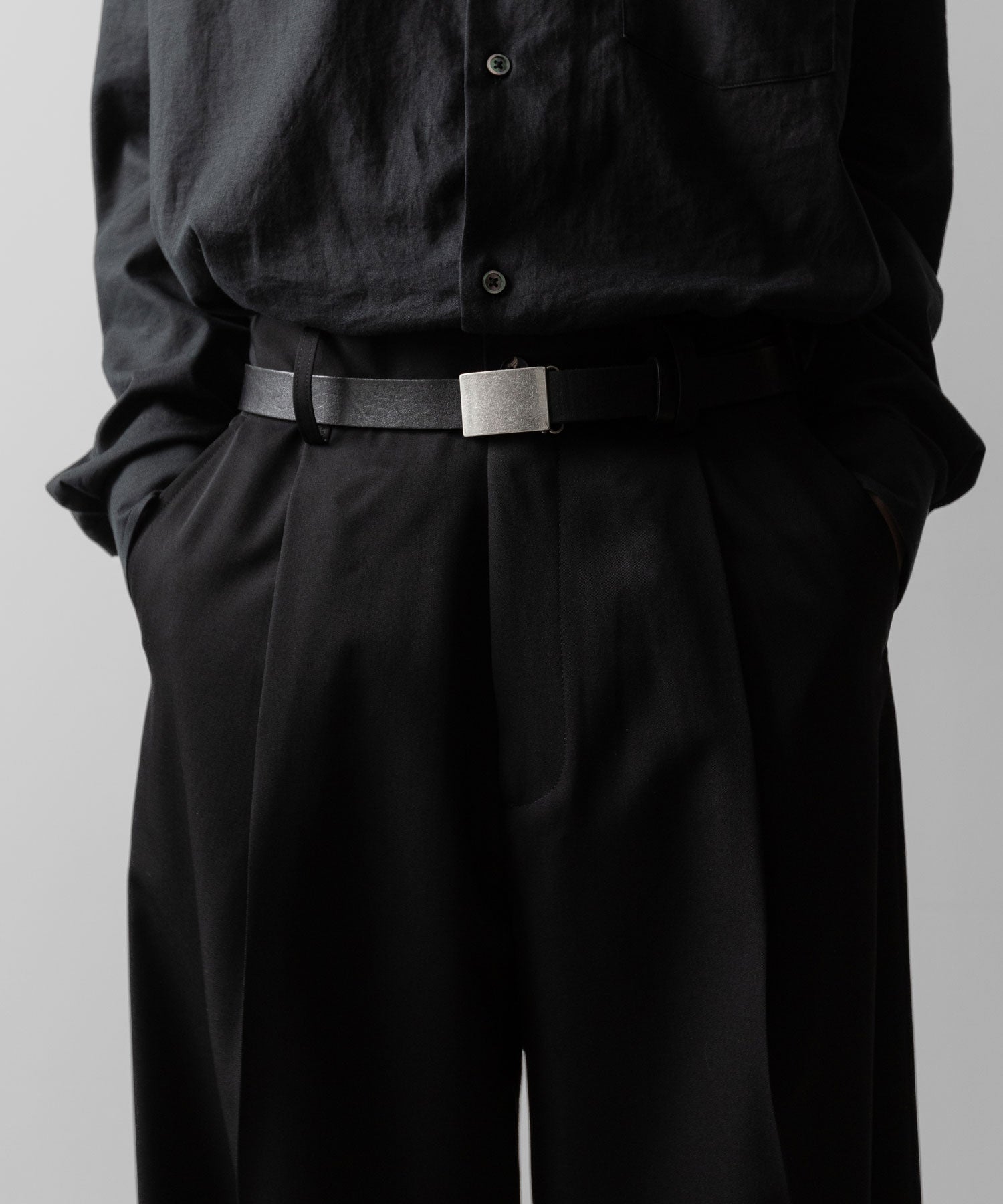 ssstein(シュタイン)のEXTRA WIDE TROUSERS(2/90 WOOL GABARDINE) - BLACKの公式通販サイトsession福岡セレクトショップ