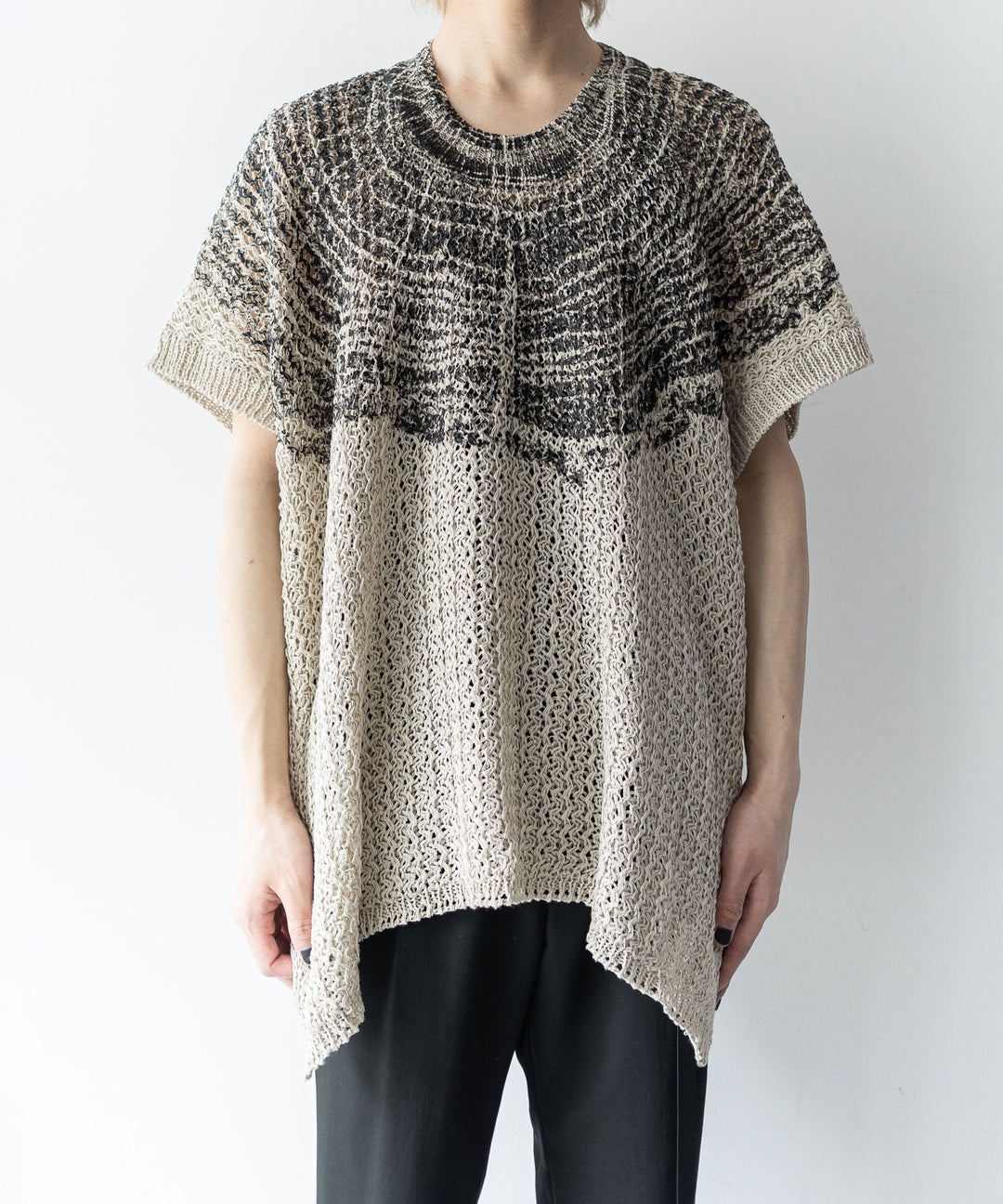【Khéiki】ケイキのサマーニット PRINTED PANEL SWEATER - L.GRAY