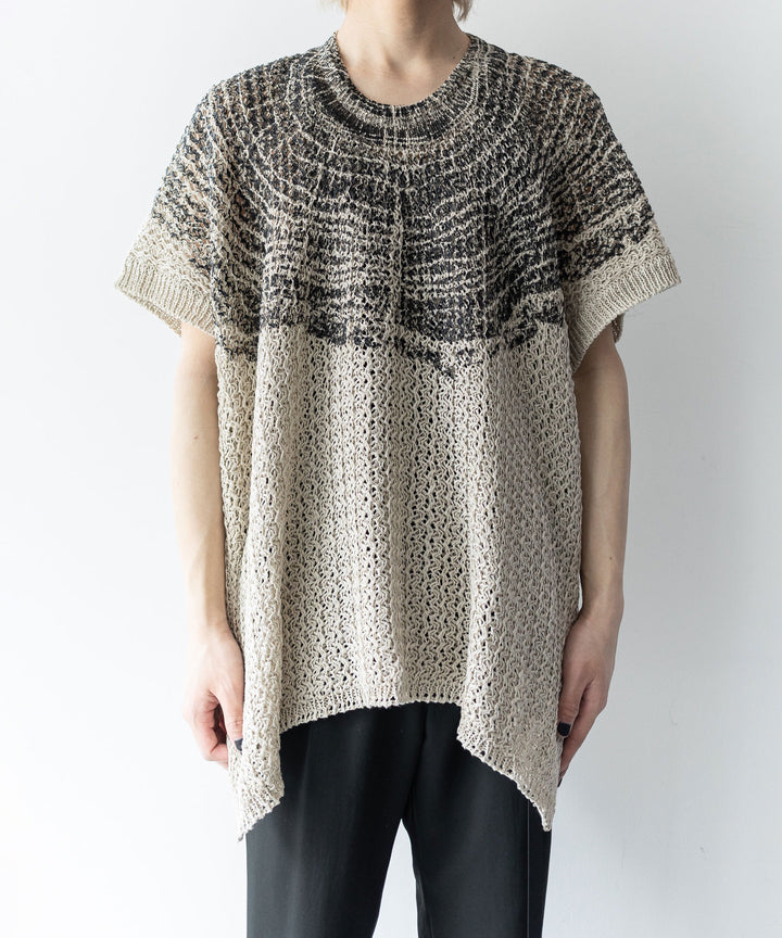 【Khéiki】ケイキのサマーニット PRINTED PANEL SWEATER - L.GRAY