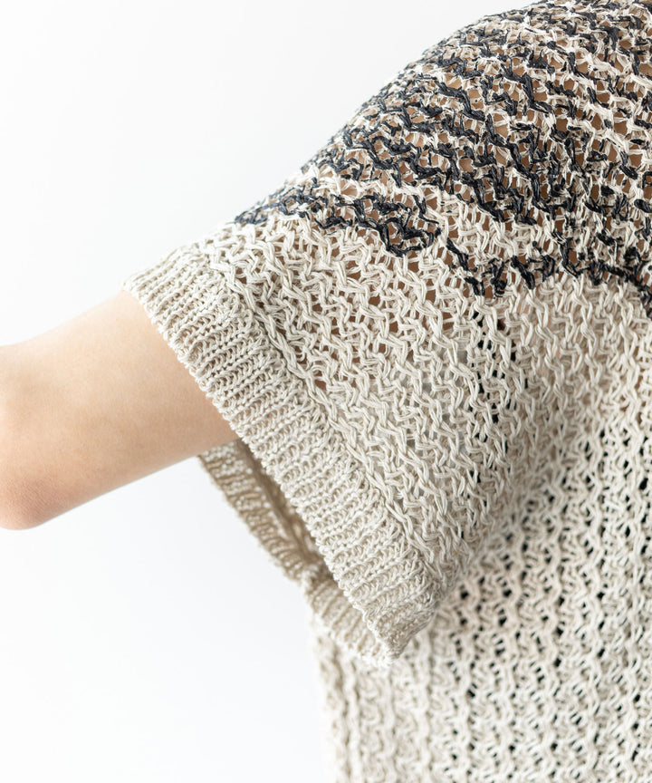 【Khéiki】ケイキのサマーニット PRINTED PANEL SWEATER - L.GRAY