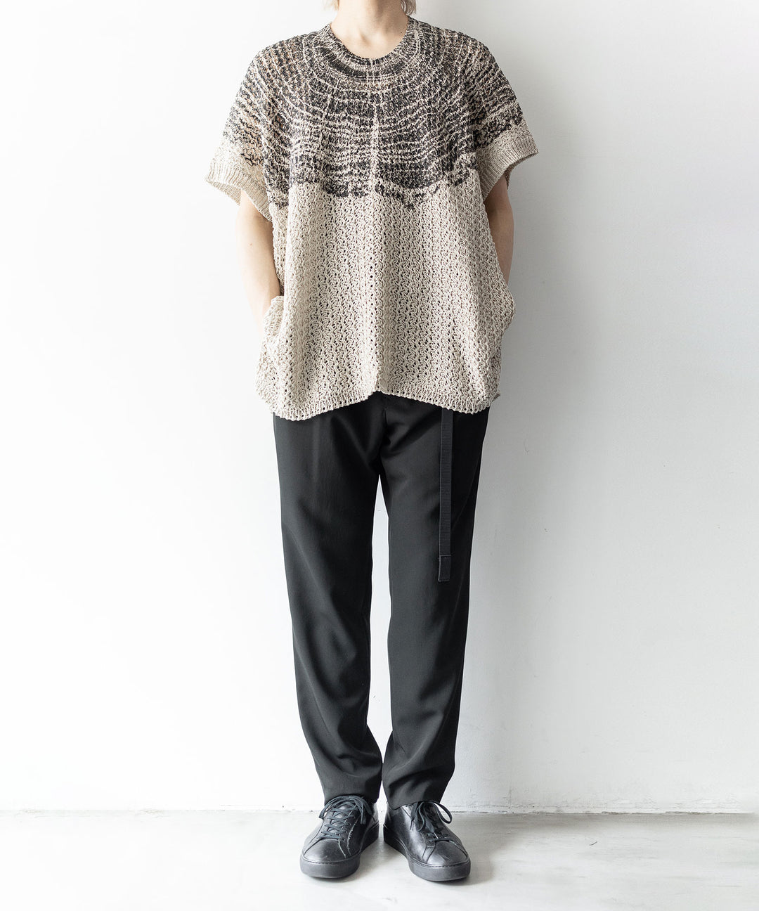 【Khéiki】ケイキのサマーニット PRINTED PANEL SWEATER - L.GRAY