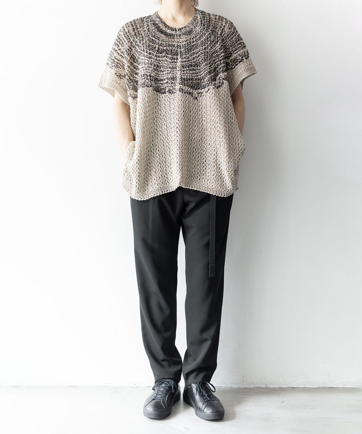【Khéiki】ケイキのサマーニット PRINTED PANEL SWEATER - L.GRAY