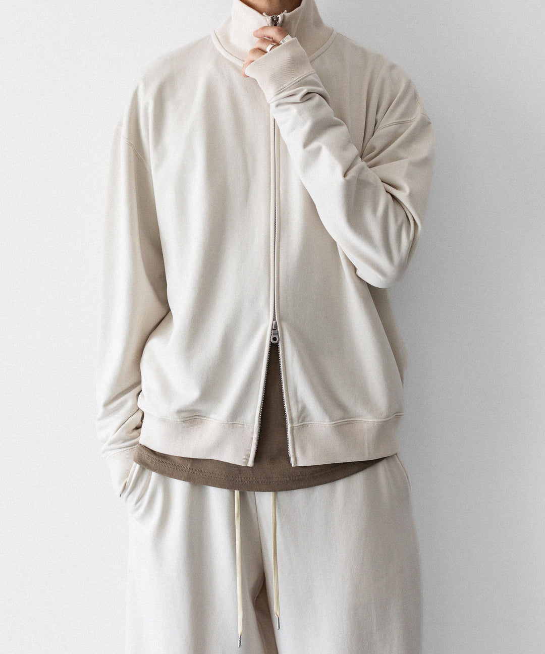 【KANEMASA PHIL.】28G CUPRO ZIP SWEAT - WHITE