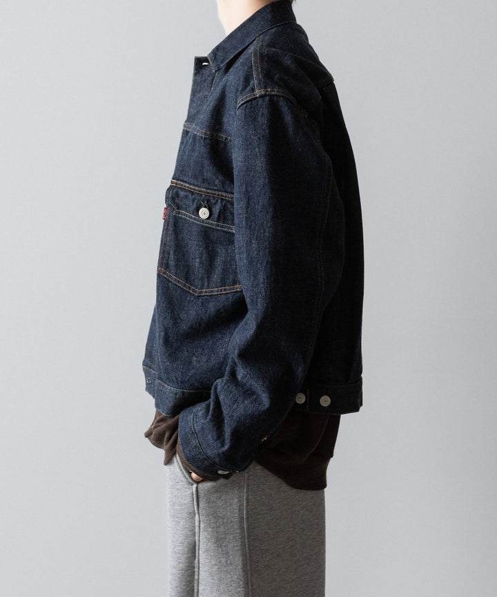 【INTÉRIM】HYPER BIG "2ND" SHUTTLE DENIM SIDE PANEL JACKET - NAVY