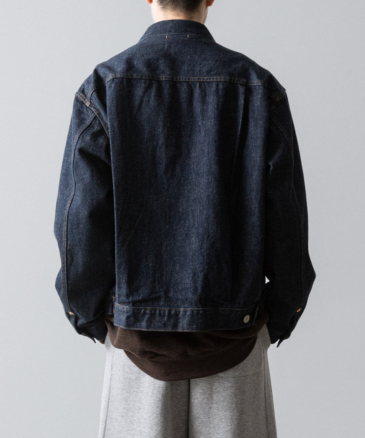 【INTÉRIM】HYPER BIG "2ND" SHUTTLE DENIM SIDE PANEL JACKET - NAVY